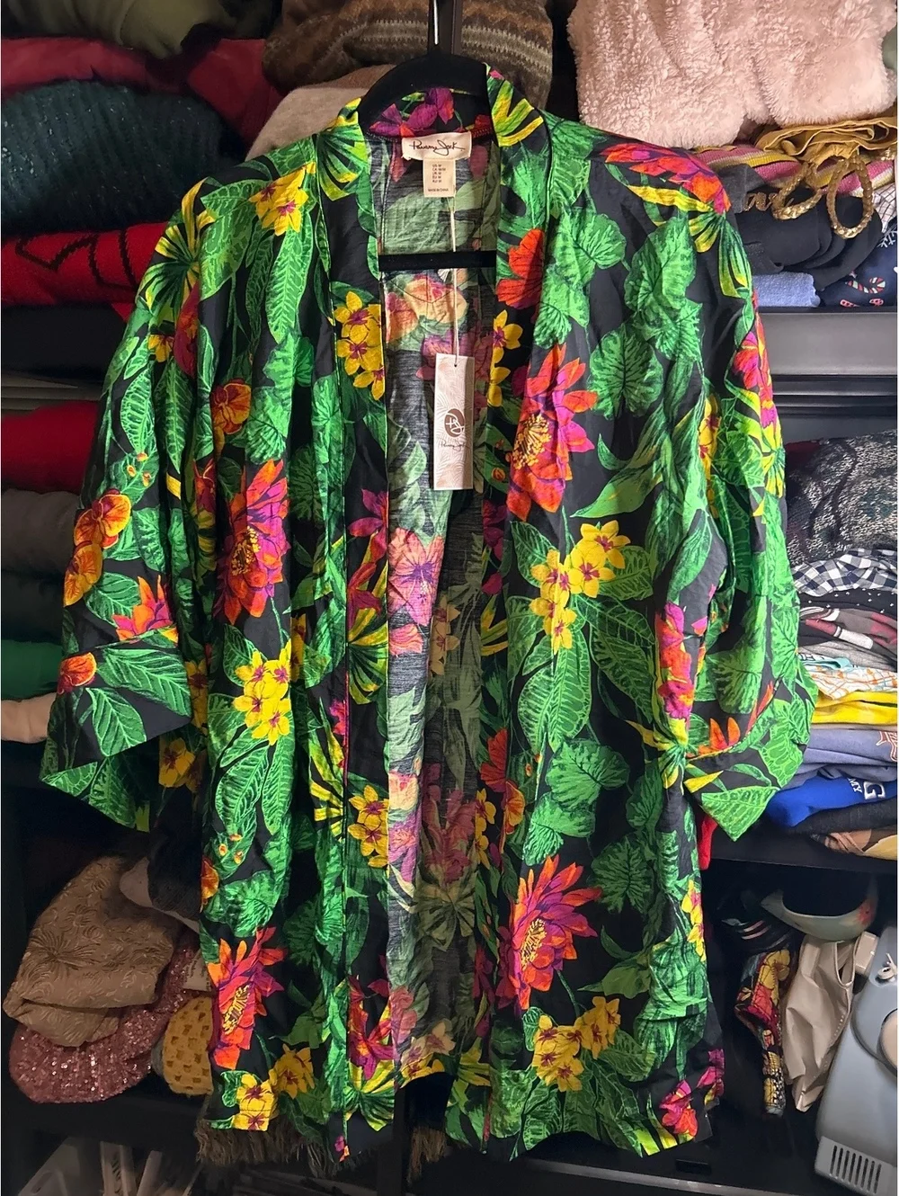 Panama Jack Women's Floral Tropical Kimono Cardigan Size M
